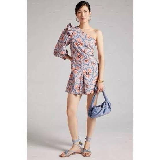 Nwt Anthropologie Atelier 1756 Nadia One-Shoulder Romper Women's Size L